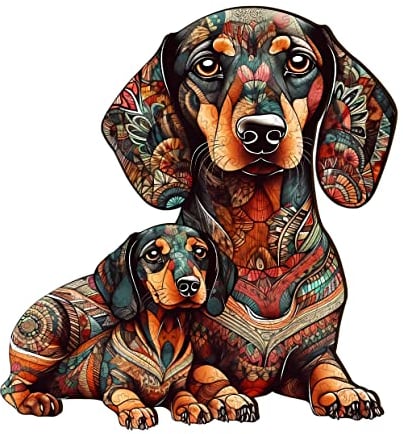 Blumuze Holzpuzzle Erwachsene 100 Stück, Dachshund Holz Puzzle, Holzpuzzle Einzigartige Tierform Puzzleteile, Puzzle aus Tierteilen, Puzzle Holz Erwachsene mit Geschenkbox aus Holz,S-20 * 18.7cm
