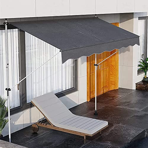 ZZYYZZ Terrassenmarkise, freistehende Markise für den Außenbereich, wasserdichtes Sonnendach mit Handkurbel, zusammenklappbarer Schutz, 3,5 x 1,2 m,Grau