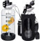 Seekua 2 litros grande Botella Agua Cristal 2l Botella Gimnasio Vidrio Deportiva con Pajita y Marca de Tiempo sin bpa
