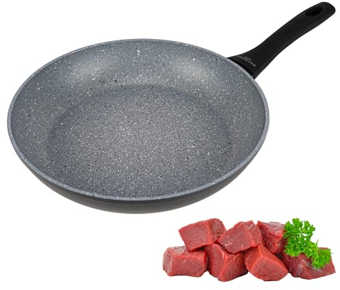 KARL HAUSMANN Pfanne Induktion - Ø 24 cm - Bratpfanne Antihaft mit Granit Beschichtung - Beschichtete Pfanne Für alle Herdarten auch Gasherd - Non Stick Frying Pan - Pfannen ohne Ptfe und Pfoa
