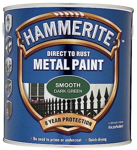 AMK® Hammerite Direct to Rust Metal Paint - Smooth Dark Green Finish 750ml