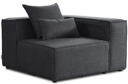 Home Deluxe - Ecksofa Rechts Verona - Anthrazit, ca. 120 x 70 x 120 cm, Sitzhöhe: 46 cm, Sitztiefe: 80 cm I Modulares Sofa Modulsofa Ecksofa Wohnlandschaft