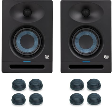 PreSonus Eris Studio 4 Aktive Monitor-Boxen Lautsprecher 4,5 1 Paar + keepdrum Schwingungsdämpfer Boxenfüße