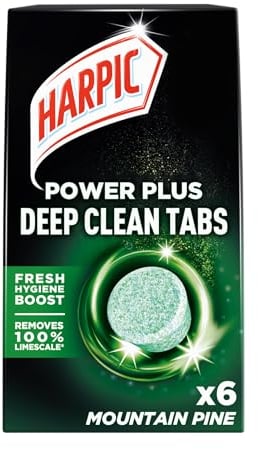 Harpic Power Plus Deep Cleaning Toilet Tablets, Mountain Pine, Pack 1 x 6 Tablets, Deep Clean Without Scrubbing, Removes 100% Limescale, Toilet Cleaner