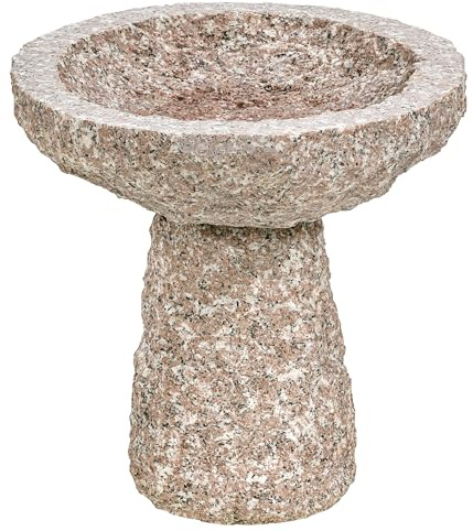 Dehner Vogeltränke, Vogelbad aus Granit, Ø 35 cm, Höhe 35 cm, 24.2 kg, grau