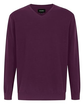 Krumba Uomo Cotone Oversize Scollo a V. Classico Pull-On Maglione Porpora 3XL