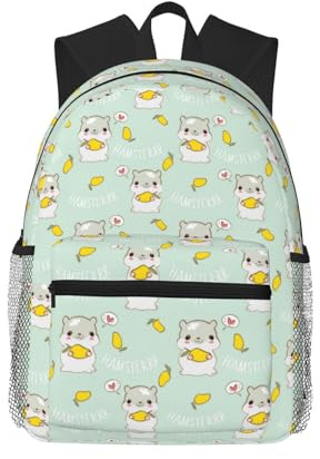 Laptop-Rucksack für Männer und Frauen, niedlicher Hamster-Rucksack, Mango-Grün, leicht, mit verstellbaren Trägern, wasserdichter Strandrucksack, Reiserucksack mit Fach