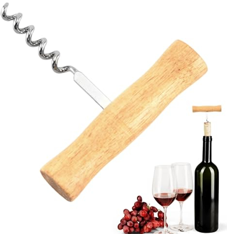 demaxiyad T Style Corkscrew, Wooden Handle Wine Opener Manual T Shape Wine Bottle Opener Stainless Steel Corkscrew Novelty Easy Fun Portable Easy Screw and