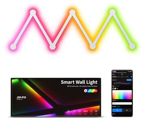 elice Intelligent WiFi Wandleuchten,6 Stück,Musik-Sync Mehrfarben,über 40 dynamische Szenen,funktioniert mit Alexa und Google Assistant,Home Decor LED-Lichtleiste für Gaming Party Club Bar Home