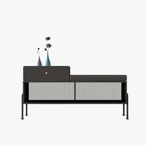 Schuhregal Sitzbank mit Stauraum Schuhschrank Schuhbank Flur mit Sitzfläche Aufbewahrungsbox Shoe Rack Sitzhocker Garderobenbank Flur Möbel für Eingang Schlafzimmer Flur Wohnzimmer(Nero,120cm)