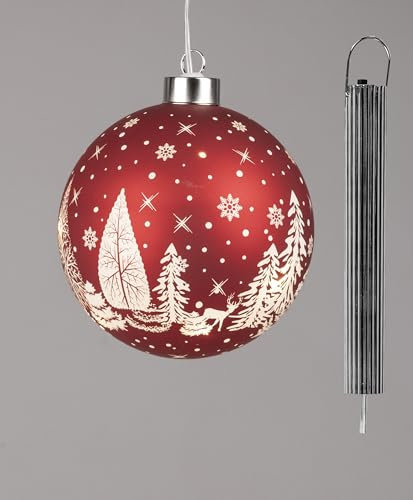 Dekoration Weihnachten Beleuchtete Weihnachtskugel Deko-Kugel hängend 12cm Winterlandschaft LED Weihnachten Dekoration Fenster Schmuck