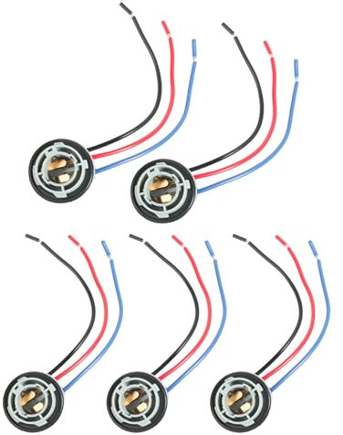 Flaconi 5 Stück Auto Fassung Sockel Kabel,Auto Glühbirnen Sockelhalter,1156 1157 LED-Birnen-Sockelhalter,2-pin Sockelhalter,LED Steckdose Stecker Kabel für Lampe Bremssignalbirne (3 Pin)