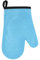 Silicone Oven Mitt, High Temperature Resistant & Watertight Slip Proof Kitchen Mitt for Oven, Long Flexible Kitchen Aid Oven Mitt Baking Glove with Cotton Liner for Cooking (Blue)