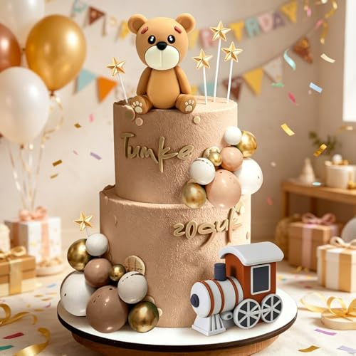Bär Tortendeko Beige Braun Kugeln Cake Topper Boho Bären Tortendeko Baby Shower Geburtstag Tortendeko