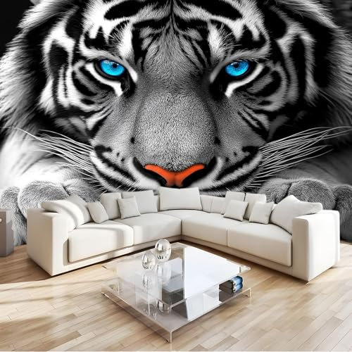 Art Photo Wallpaper 3D Animal Tiger Non-Woven Living Room Bedroom Wall Decoration - 350 x 256 cm Photo Mural- Living Room Sofa TV Background Wall Decor