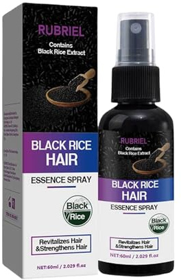 Haarwachstumsspray mit schwarzem Reiswasser, Haarwachstumsserum für Haarausfall, trockenes, geschädigtes Haar, tiefenfeuchtigkeitsspendend, stärkend, Verdickung, glättet Glanz, Kräuselung, für Damen