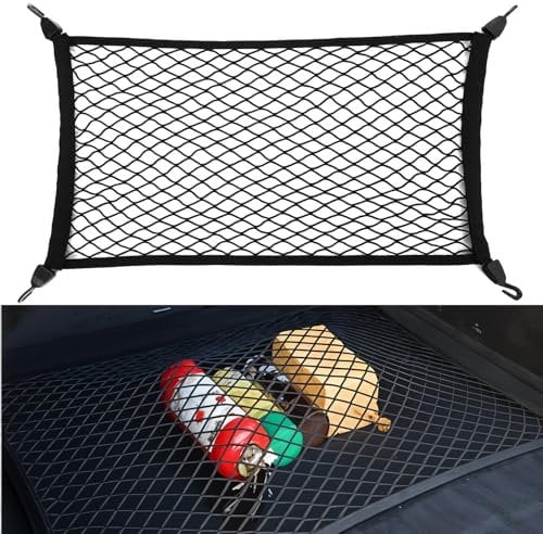 AOZUO Car Cargo Net, Auto Elastic Net Storage Organizer Cargo Mesh Boot Net Stretchable with Hooks Car Interior Accessories for Car SUV Truck Auto Luggage