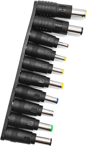 Alimentatore DC universale 10 in 1 da 5,5 x 2,1 mm femmina a maschio adattatore cavo DC per computer portatile compatibile con HP Dell ASUS Lenovo Acer, con connettori CC maschile e femmina