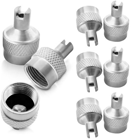 UICCVOKK 16 Stück Ventilkappen Auto Metall, Ventilkappen Metall, Schlitzkopf Ventil Werkzeug, Ventil Kappen Mit Schlüssel, Autoventil Kappe für Auto Motorrad Fahrrad Reifen Ventilschutz
