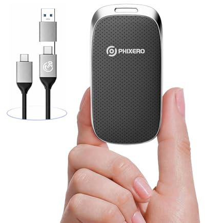 PHIXERO P20 2TB Portable SSD Up to 2000MB/s, USB 3.2 Gen 2X2 External Solid State Drive，USB C to C&A for Smartphone,Tablet,PC,Labtop (Black)