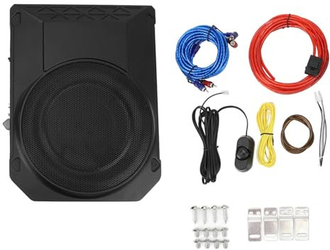 XTevu 10 Inch Active Subwoofer Ultra Thin 800W 2.5 Ohms Under Seat Powered Car Subwoofer with Controller for Vehicle Sound System Audio Sub Amplifier Remote Control