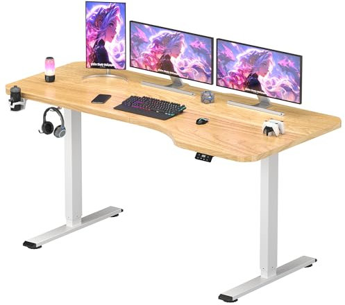 SANODESK Scrivania Gaming Regolabile 160x75 cm, Elettrica con Memoria e Promemoria Sedentarietà, Acero