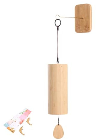 Fuhjythy Carillons Éoliens à Manivelle Japonais en Bambou Vintage Carillons Éoliens en Bambou à Guérison Sonore Givre