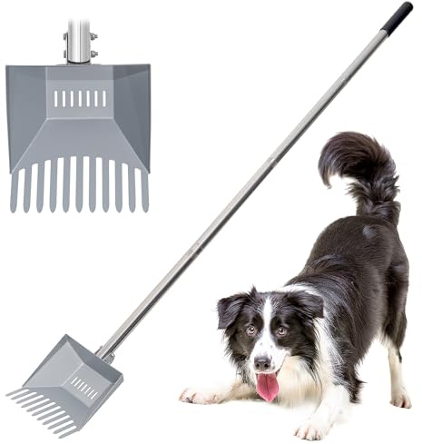 CKLT Robuste Kotschaufel, 167,6 cm, gehärteter Federstahl, langer Edelstahlgriff, Hundekotschaufel für große Hunde, zum Entfernen von Haustierabfällen im Freien