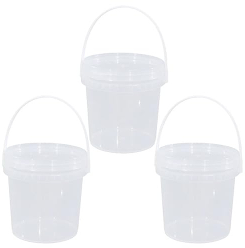 3Pcs Paint Bucket with Lid & Handle 2L Clear Portable Multipurpose Thicken PP Gallon Bucket for Paint Water Art Crafts Projects Garage Organization