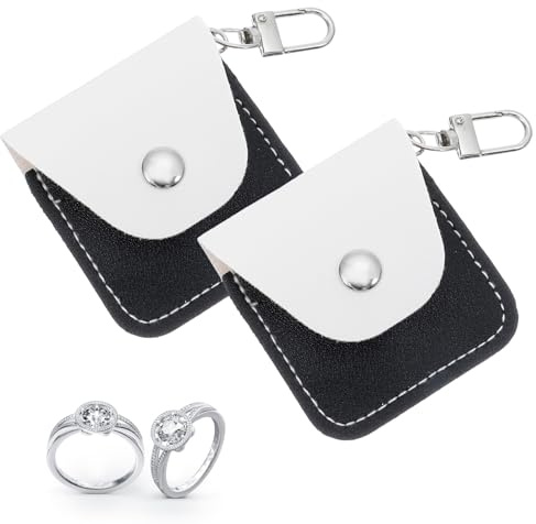 2 Stück Ringtasche Mit Schlüsselanhänger, Ringtasche Aus Leder, Tragbarer Schmuck Reiseetui, Schlüsselanhänger Leder Ringhalter, Ringaufbewahrung Für Schmuck, Reisen Halsketten