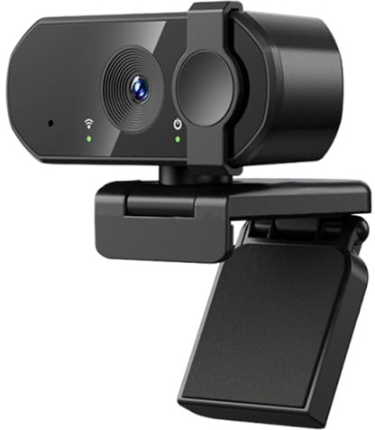 1080P Webcam für PC mit Mikrofon & Privatsphäre Abdeckung, Full HD Computer Kamera mit 95° Weitwinkel, USB Plug and Play Webcam für Zoom, Skype, YouTube, Streaming, Desktop, Drehbarer Clip für