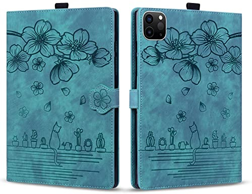 Compatible avec iPad Pro 12.9 5e génération 2021/iPad .9 4e 2020/iPad . 3e 2018 antichoc en cuir PU gaufré support pliant housse de protection étui à rabat fente For carte For tablette(Ye?il)