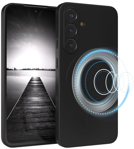 EAZY CASE - Silikonhülle magnetisch für Galaxy S25 FE Hülle Silikon Schwarz weich stoßfeste Magnet Handyhülle Schutzhülle mit Kameraschutz Dünn Schutz Cover TPU Bumper in Mattschwarz