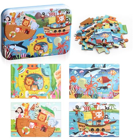 BBLIKE Kinderpuzzle 43 Stücke Puzzle für Kinder Puzzle ab 3 Vier schwierigkeitsgrade Lernspielzeug für Kinder 3 4 5 Jahren Alt (Ozean)