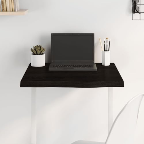 fadaoet Tischplatte Dunkelbraun 60x60x(2-4) cm Massivholz Eiche Holzplatte mit Naturkante Handgefertigt für Esstisch, Arbeitstisch oder Schreibtisch als stabile Arbeitsfläche
