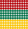 kleberio® 1200 Klebepunkte (400 Stück je Farbe) 5mm aus PVC-Spezialfolie von ORAFOL selbstklebend glänzend Farben: rot/grün/gelb Markierungspunkte Außenbereich