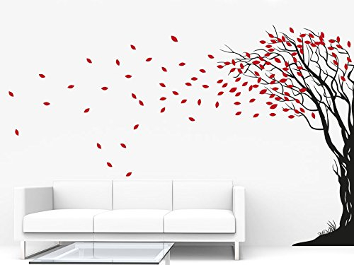 Klebeheld® Wandtattoo Baum im Strum für Wandecke (Farbe Mint/Größe 112x180cm)