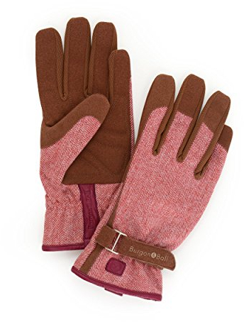 Burgon & Ball Love The Glove Ladies Gardening Gloves, Small/Medium, Tweed Red
