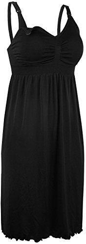 iLoveSIA Women’s Seamless Maternity Nursing Dress Breastfeeding Nightdress Build in Bra Nightgown Black Size S