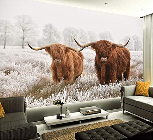 3D Benutzerdefinierte Highland Kuh PVC Poster Vieh Leinwand Kunst Gemälde Yak Wand Wohnzimmer Schlafzimmer Dekoration, 200 cm X 140 cm
