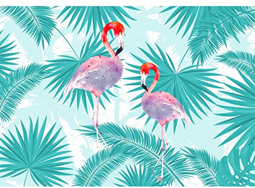 Runa Art Fototapete Flamingo Vogel 352 x 250 cm Vlies Tapeten XXL Moderne Wandtapete Wohnzimmer Schlafzimmer Rosa Blau 9410011a