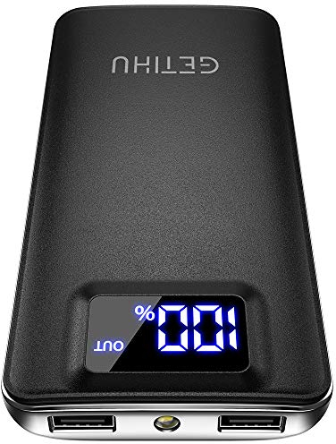 GETIHU Power Bank 10000mAh, 3A Ausgänge (USB C In&Out) Externe Handyakkus, Schlank und Schnellladung mit LED Display und Flashlight Powerbank für iPhone 15 14 13 12 Pro Max Samsung Huawei Airpods iPad