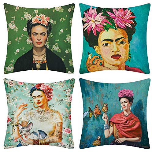 JOTOM Dekorative Kissenbezug Kissenhülle Dekokissen Stil Thema Dekokissen Sofakissen Bezug 45 x 45 cm 4er Set für Fall Sofa Auto Büro Cafe Outdoor Garten