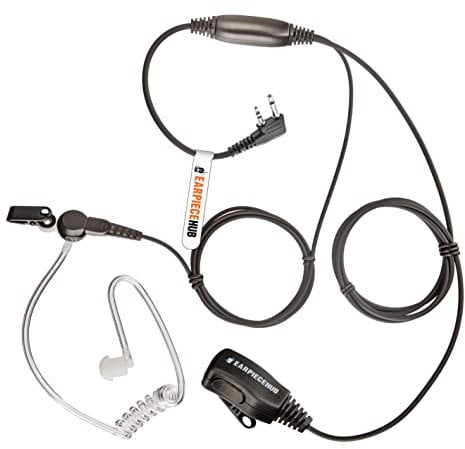 Bodyguard style Radio Earpiece Compatible with Icom Portable IC-V8 V80 V80E V82 V85 F4026 F3G F4G F11 F11S F14 F14S F21 F21S F24 F24S 2-Pin Walkie Talkie FBI Surveillance Covert Acoustic Tube Headset