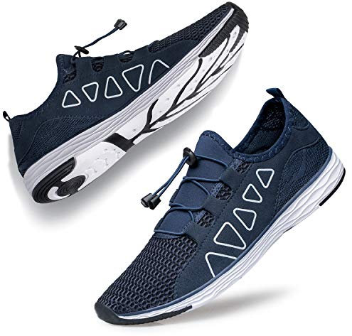 Raoendis Chaussures aquatiques pour homme et femme - Séchage rapide - Légères - Unisexe - Chaussures aquatiques pour sports de plage - Chaussures pieds nus, bleu marine, 43.5 EU