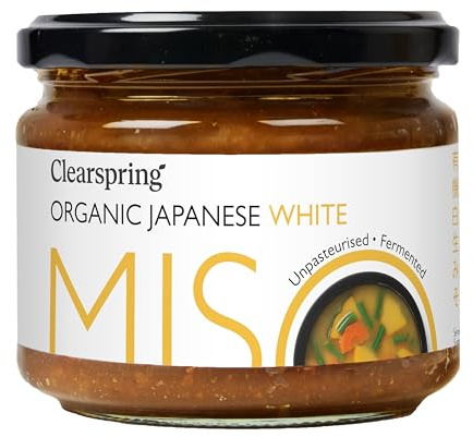 Clearspring Barattolo di miso biologico giapponese bianco non pastorizzato, 270 g