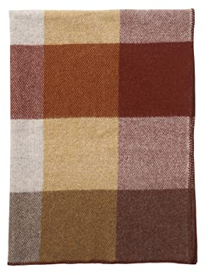 Klippan Block Wolldecke 130x180 cm braunrot, violett, braun, Ocker, Hellbraun, beige