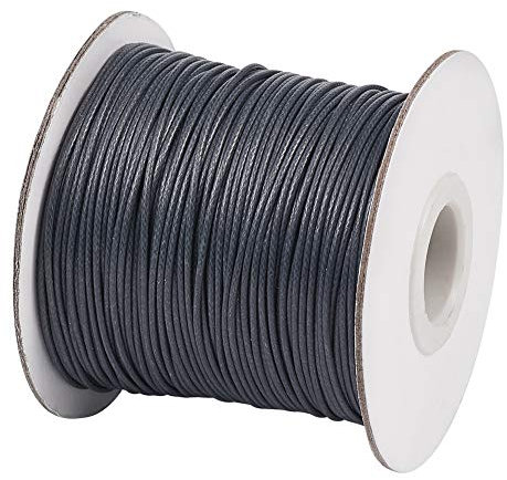 Cheriswelry 80 Meter 1 mm Polyesterschnur Faden Perlenschnur Seil mit Spule für Schmuckherstellung Makramee, dunkelgrau