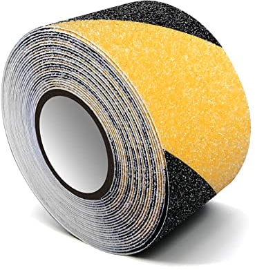 Anti Slip Tape, High Traction Strong Grip Abrasive, Non Skid Strip Safety Track Tape for Stairs Tread Steps Ramps, Yellow/Black (50MM Width x 5M Long)