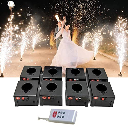 SATSAT Macchina per Fuochi D'Artificio A Freddo, Mini Macchina per Fuochi D'Artificio A Fontana Fredda, Sistema Pirotecnico con Scintilla per Matrimoni con Telecomando Senza Fili, con Valigia,8Cues